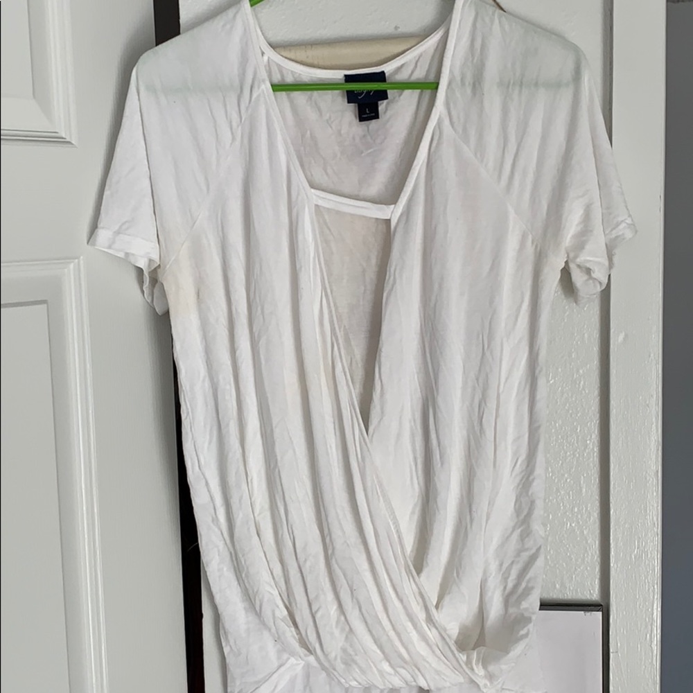 Low cut white blouse